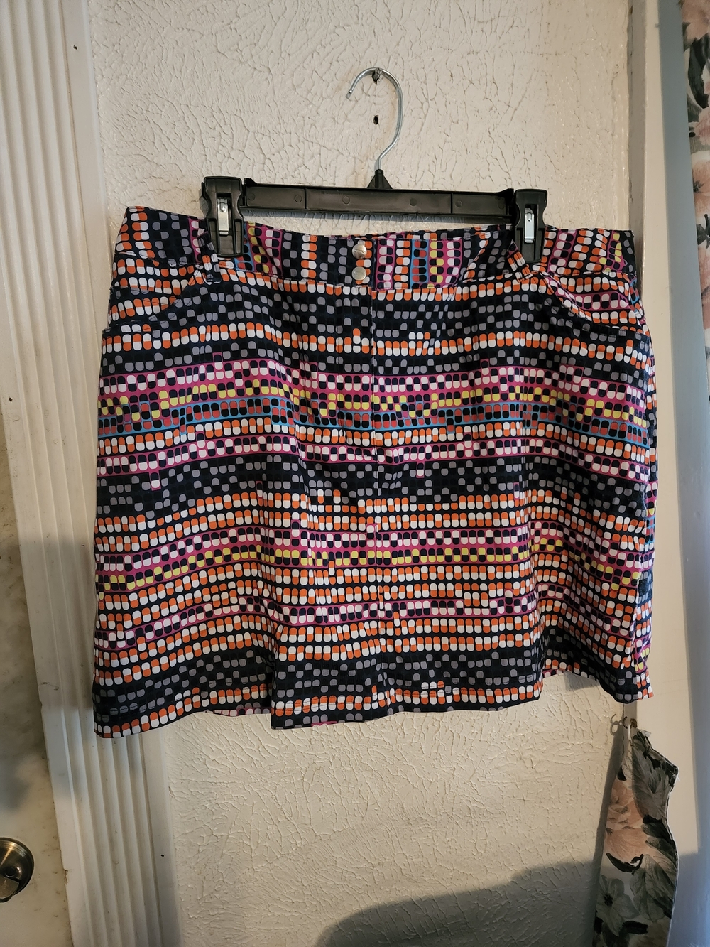 Multicolor Geometric Print Skater Skort - Blue  Base